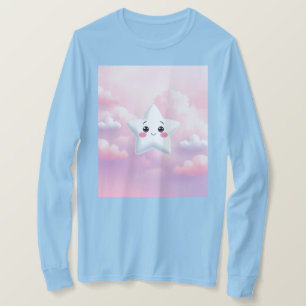 T-Shirt Azul Claro Azul, Cor-de-Lavanda Cor-de-Ros