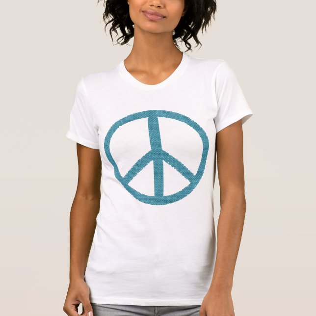 T-shirt azul da paz pano-como (Frente)