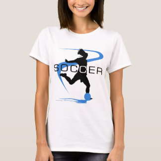 T-shirt azul das meninas do futebol