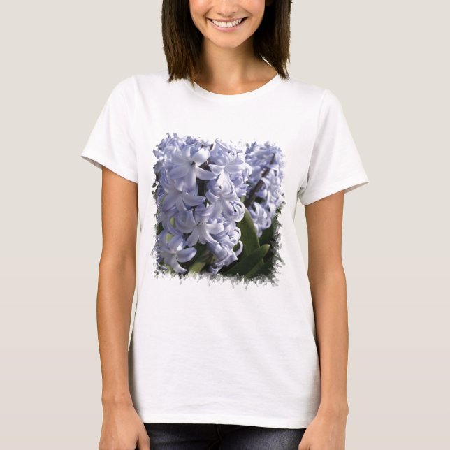 T-shirt azul das senhoras do jacinto (Frente)