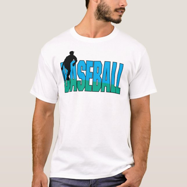 T-shirt Azul de baseball e verde (Frente)