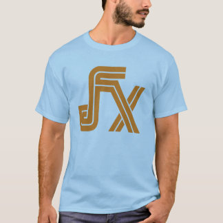 T-shirt azul de JFX (logotipo alaranjado)