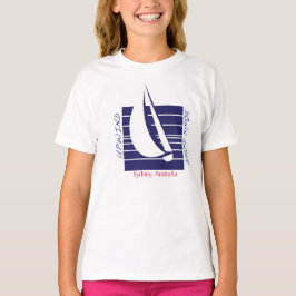 T-shirt azul de Square_UpDown Sydney do barco
