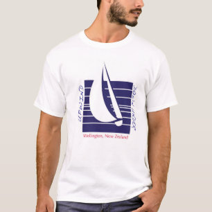 T-shirt azul de Square_UpDown Wellington do barco