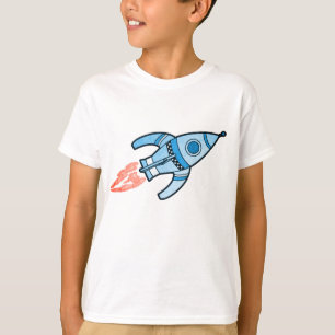 T-shirt azul do branco dos meninos do espaço do
