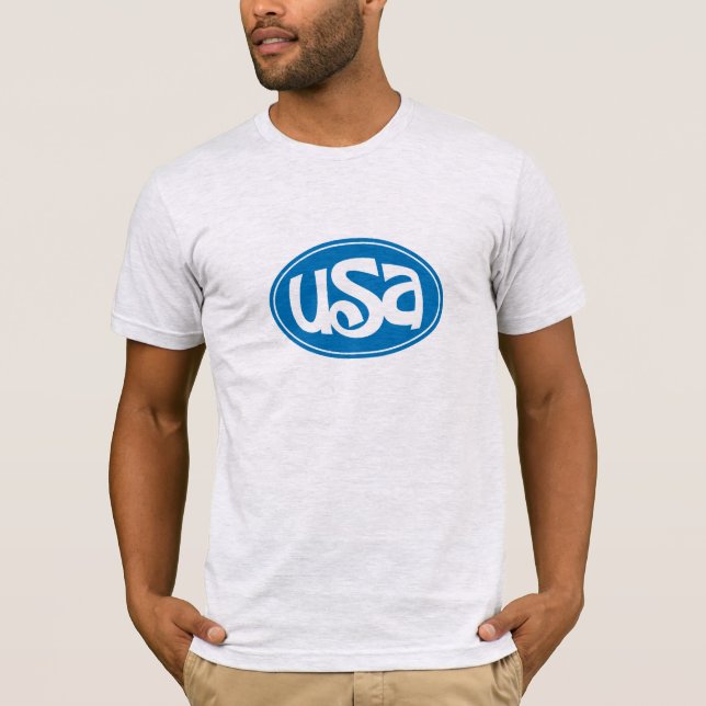 T-shirt azul do logotipo dos EUA (Frente)