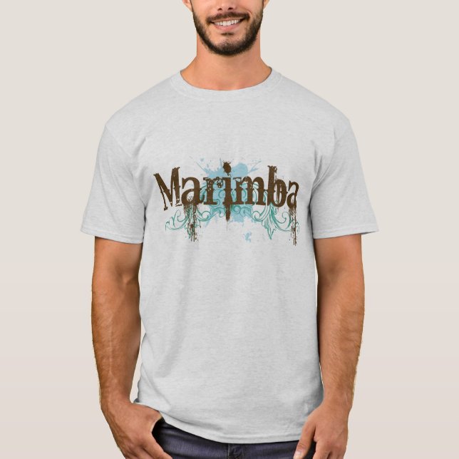T-shirt azul do Marimba do Grunge (Frente)