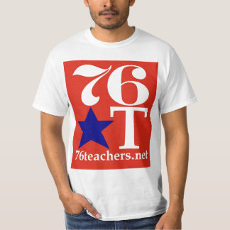 T-shirt azul do TShirt do valor 76Teachers no vermelho