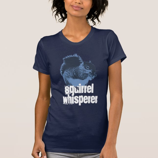 T-shirt azul do Whisperer do esquilo (Frente)