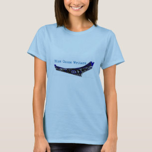 T-shirt azul dos escritores da canoa
