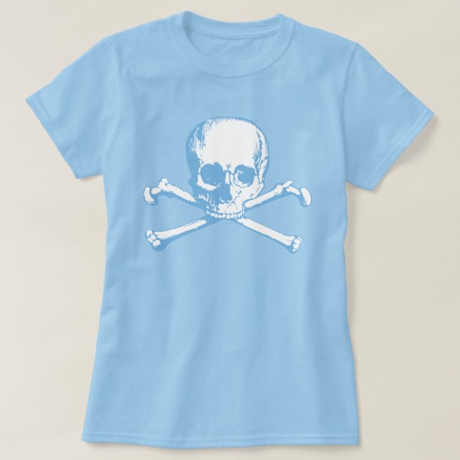 T-Shirt Azul E Crossbones (Frente do Design)