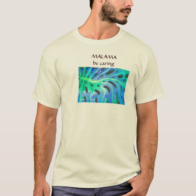 T-shirt azul e verde de Monstera (Frente)