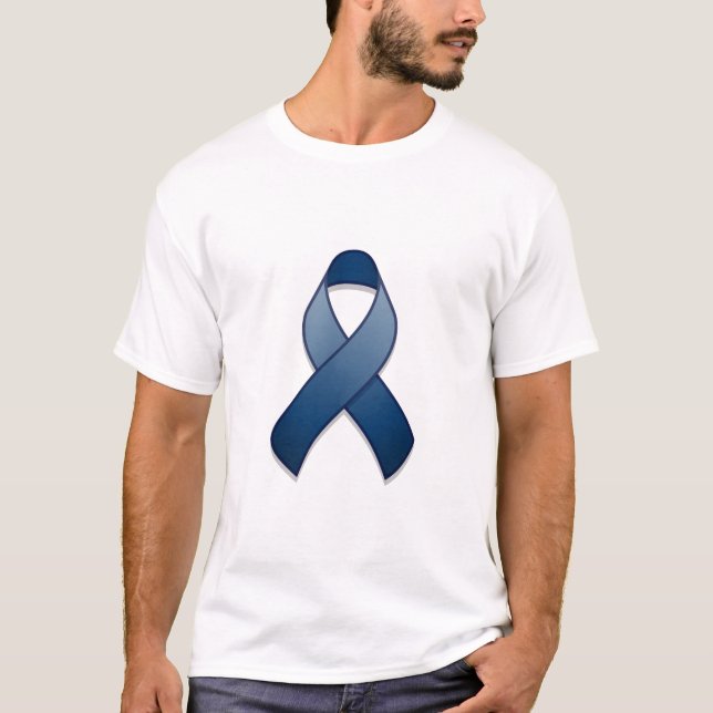 T-shirt azul escuro da fita da consciência (Frente)