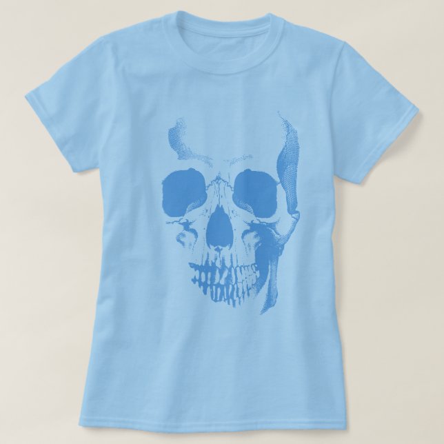 T-Shirt Azul Face Caveira (Frente do Design)