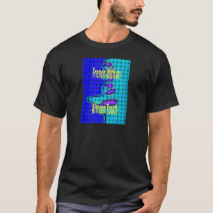 T-shirt Azul Francês Africano Tecido Abstrato Forma Roxa