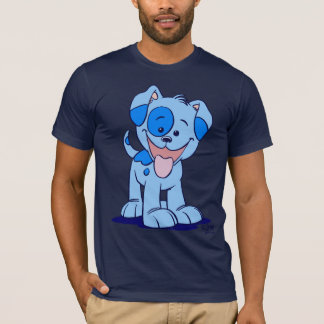 T-shirt azul pequeno do filhote de cachorro