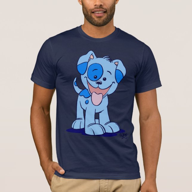 T-shirt azul pequeno do filhote de cachorro (Frente)