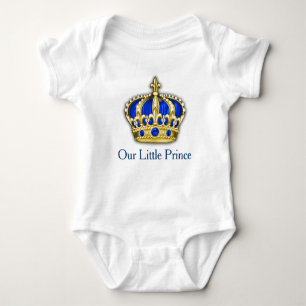 T-shirt Azul Real Ouro Príncipe Coroa Bebê Menino