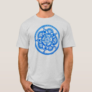 T-shirt azul unisex da mandala por Megaflora