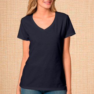 T-Shirt Azul-V-Pescoço marinho / Personalizar