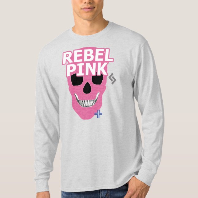 T-Shirt B2, de folga longa, rosa-rosa, Rebelde-Mão (Frente)