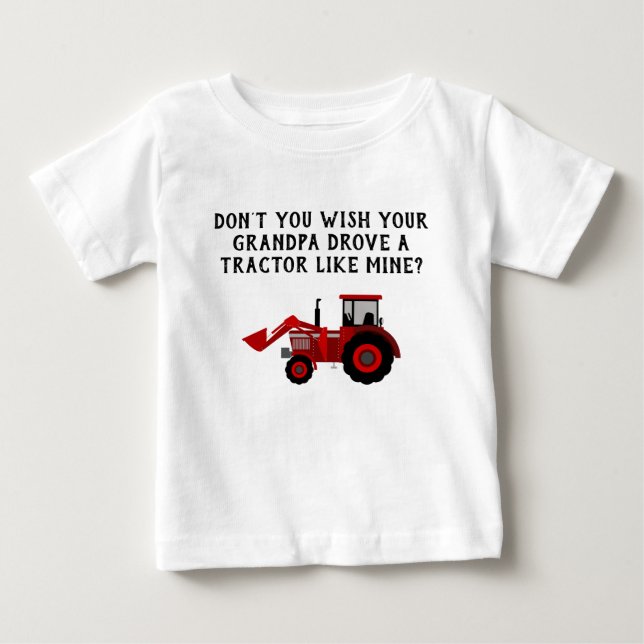 T-shirt Baby Boy Red Trator Avô Engraçado (Frente)