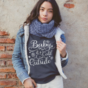 T-shirt Baby Está Frio Lá Fora Azul Marinho Feminino
