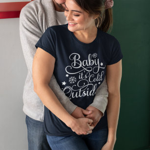 T-shirt Baby Está Frio Lá Fora Azul Marinho Feminino Féria