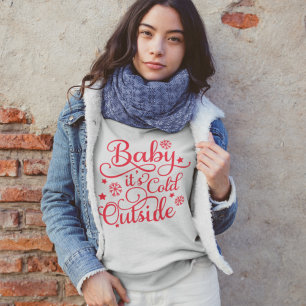 T-shirt Baby está frio lá fora Cinza Feminino Vermelho