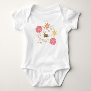 T-SHIRT BABY JUMP SUIT 6 MESES BRANCO COM BUNNY