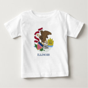 T-shirt Baby T Shirt com bandeira de IIllinois