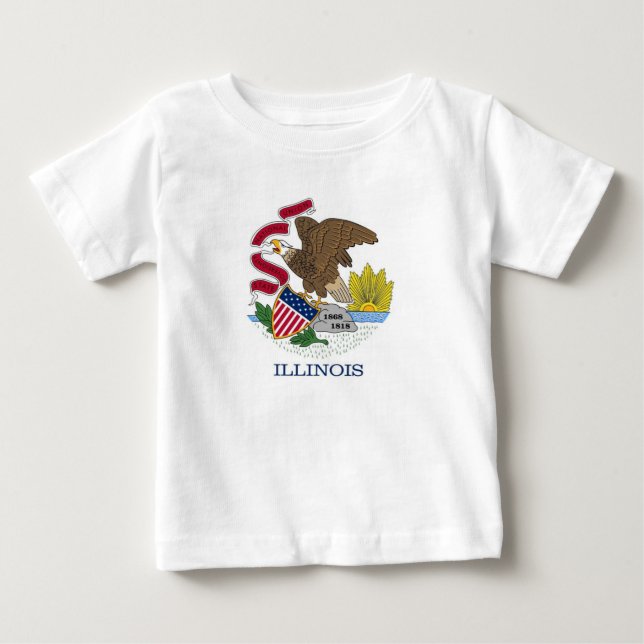 T-shirt Baby T Shirt com bandeira de IIllinois (Frente)