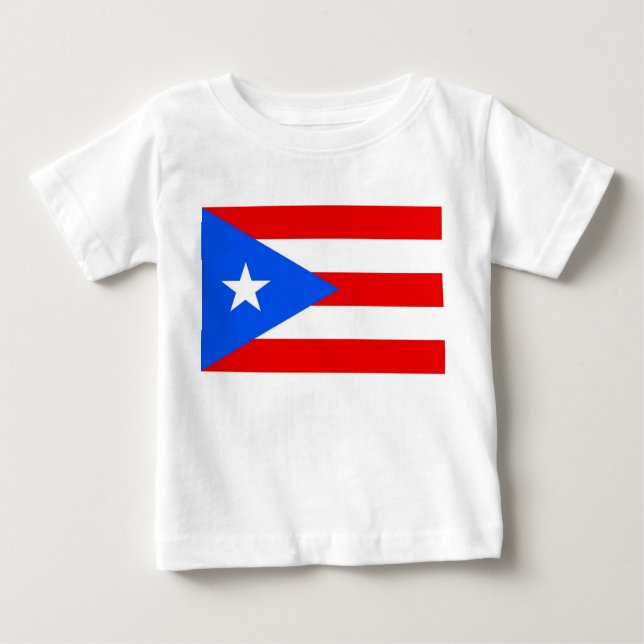 T-shirt Baby T Shirt com Bandeira de Porto Rico, EUA (Frente)