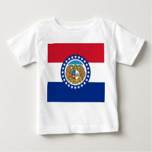 T-shirt Baby T shirt com Flag of Missouri, EUA