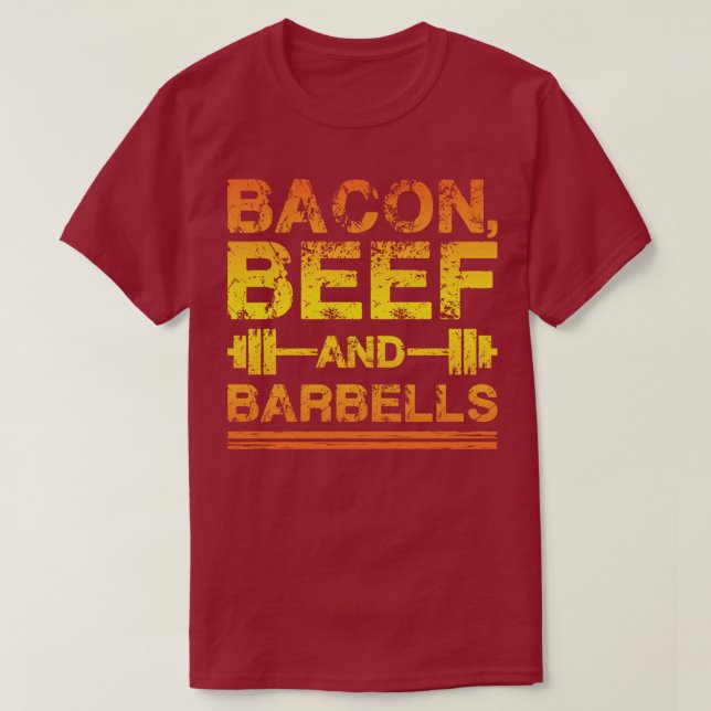 T-shirt Bacon, Carne De Bovino, Barbelas - Motivação De Fo (Frente do Design)