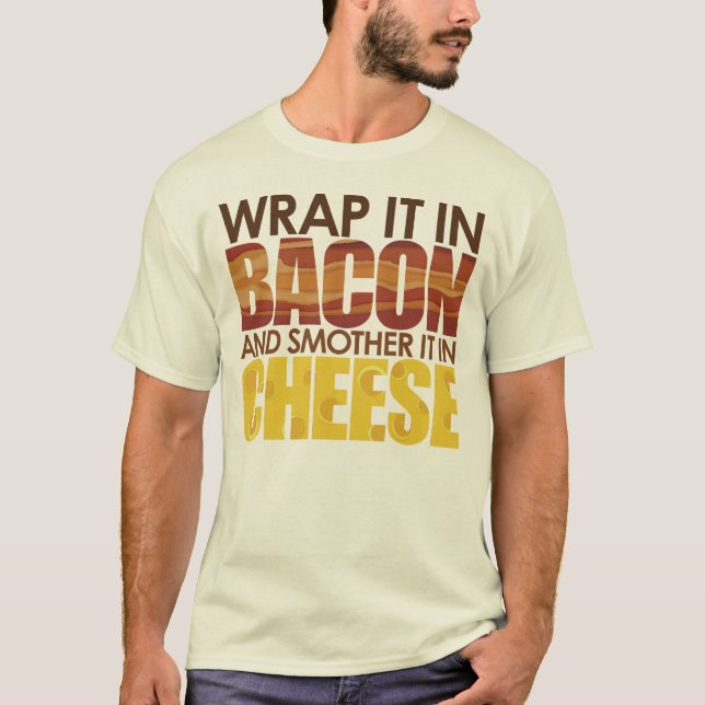 T-shirt Bacon & queijo, POR FAVOR! (Frente)
