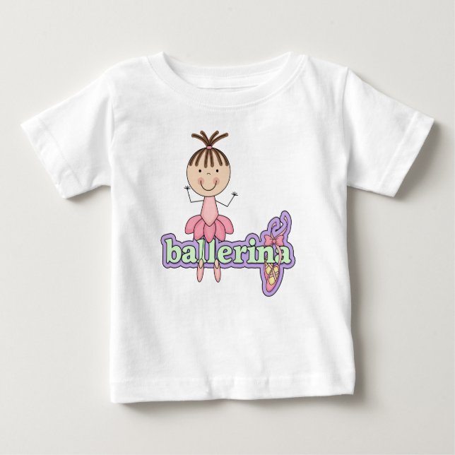 T-shirt Bailarina Morena - Body de Bebê Rosa com Tutu (Frente)
