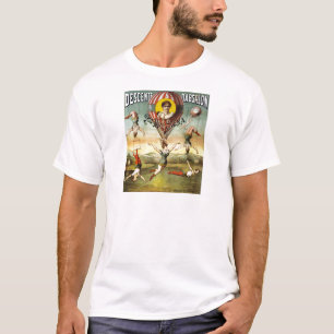 T-shirt Balão francês do vintage e desempenho do trapéz