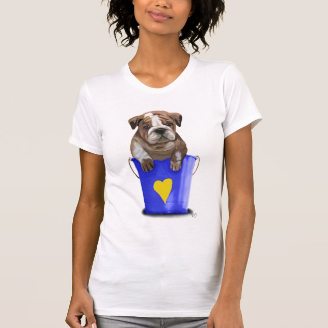 T-shirt Balde Buldogue De Azul (Frente)