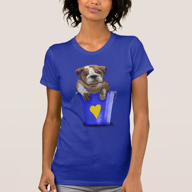 T-shirt Balde Buldogue De Azul (Frente)