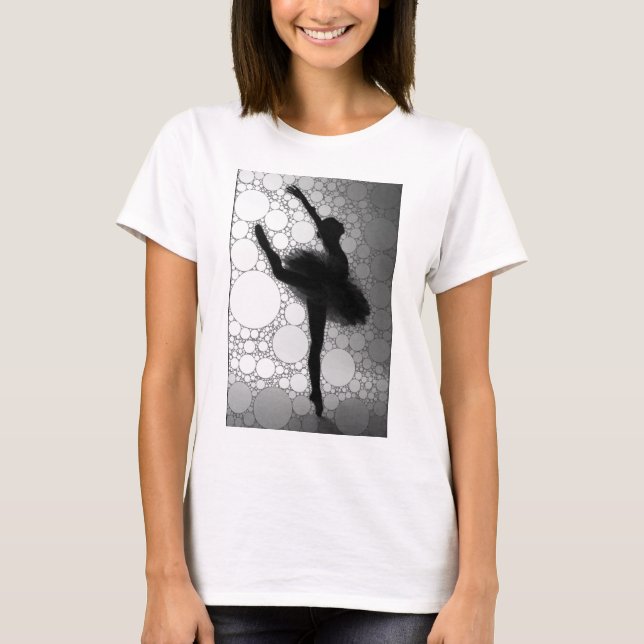 T-shirt Balé Black White Dancing Ballerina (Frente)