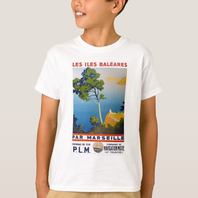 T-shirt Baleares Islands Vintage Viagem francês (Frente)