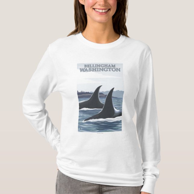 T-shirt Baleias #1 da orca - Bellingham, Washington (Frente)