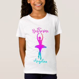T-Shirt Ballerina Personalizada de Turquesa Rosa