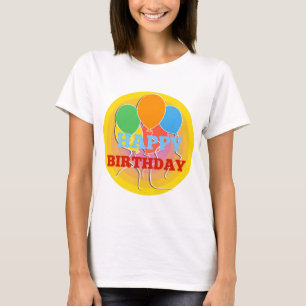 T-shirt Balões de Feliz Aniversário de Cor Brilhante