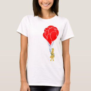 T-shirt balões vermelhos.