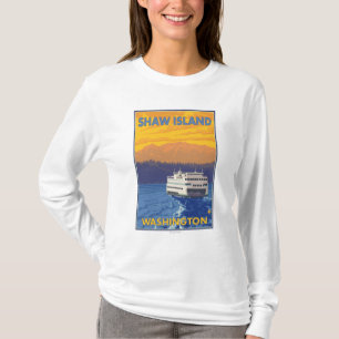 T-shirt Balsa e montanhas - ilha de Shaw, Washington