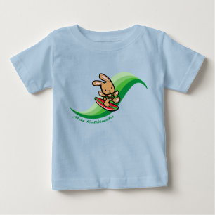 T-shirt Banda de Cartoon Verde de Bunny Holiday do Surfing