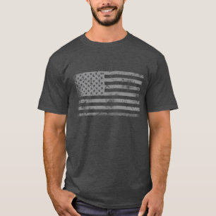 T-shirt Bandeira Americana Cinza Prata Patriótica Legal