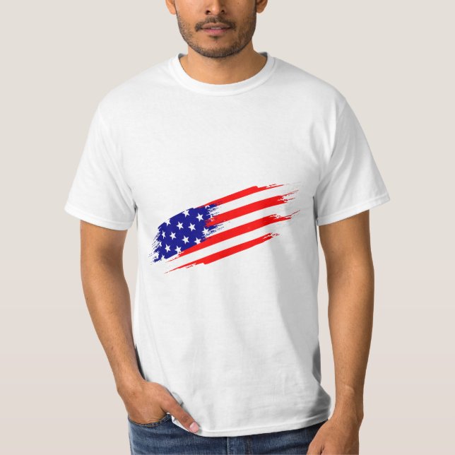 T-Shirt Bandeira Americana com Marca Personalizada (Frente)